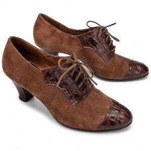 Vintage Remix Deluxe Women's SZ 10 Brown Suede Oxford Heels Victorian Steampunk